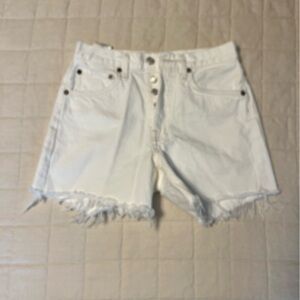 AGOLDE Parker Long White Frayed Denim Shorts